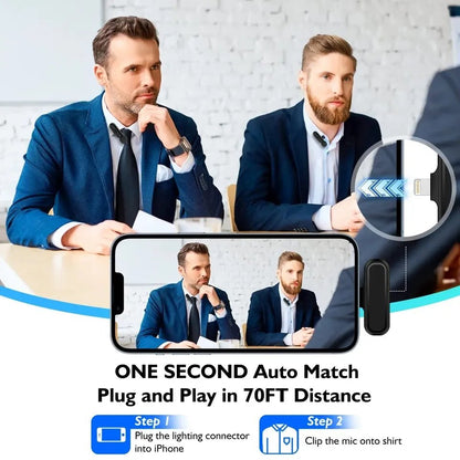 HRIDZ Wireless Lavalier Microphone Lightning Port Mic For iPhone ipad Vlog Live Stream