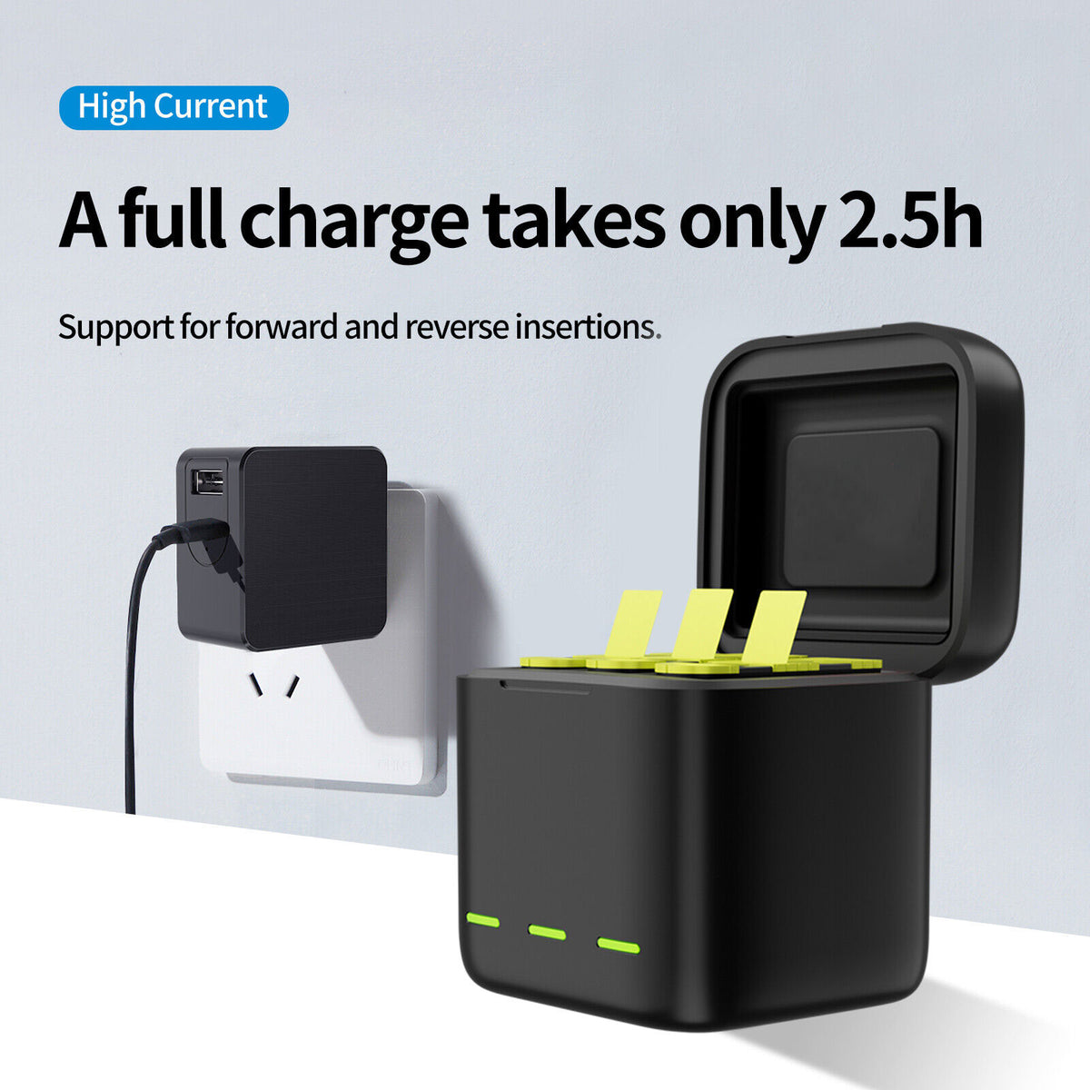 Hridz 1800mAh Battery & 3-Channel Charger for GoPro Hero 11, 10 & 9