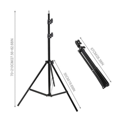 Hridz 210cm Adjustable Light Stand Tripod – 70-210cm, 1/4" Screw for Studio Flash & LED Lights