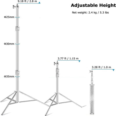 Hridz 280cm Stainless Steel Stand Heavy Duty for Light Softbox Strobe Umbrella Construction