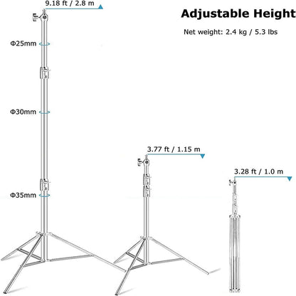 Hridz 280cm Stainless Steel Stand Heavy Duty for Light Softbox Strobe Umbrella Construction