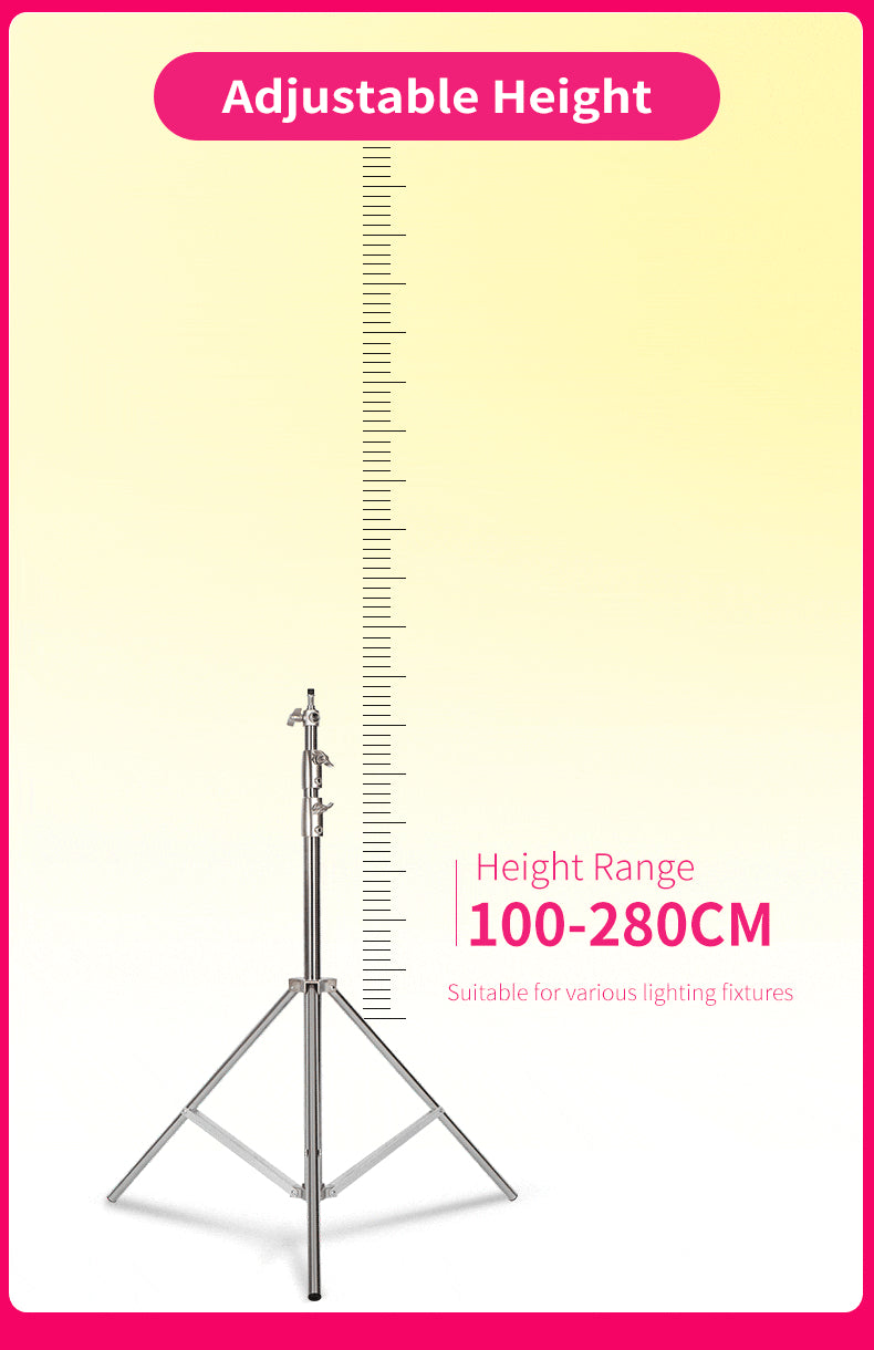 Hridz 280cm Stainless Steel Stand Heavy Duty for Light Softbox Strobe Umbrella Construction