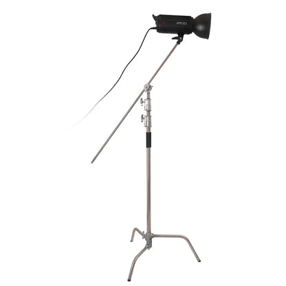 Hridz 3.3m Stainless Steel Heavy Duty C-Stand Century Stand with 1.28m Boom Arm 2 Grip Heads Set