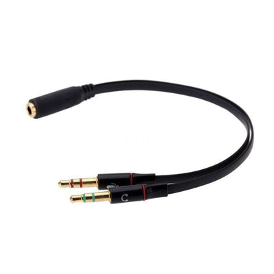 Hridz 3.5mm Headset Y-Splitter – 1 Female to 2 Male Mic & Headphone Adapter for PC