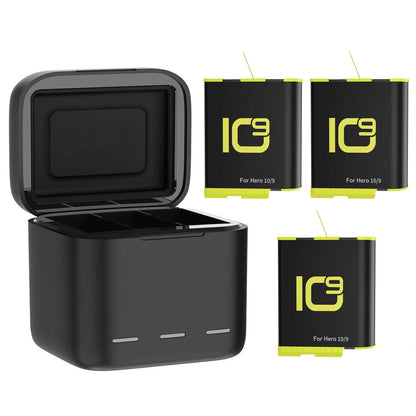 Hridz 3 Channel Charger OR 1800mAh Battery for GoPro Hero 11 10 9