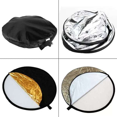 Hridz 5 in 1 Multi-Disc Collapsible Reflector-Silver Gold White Black