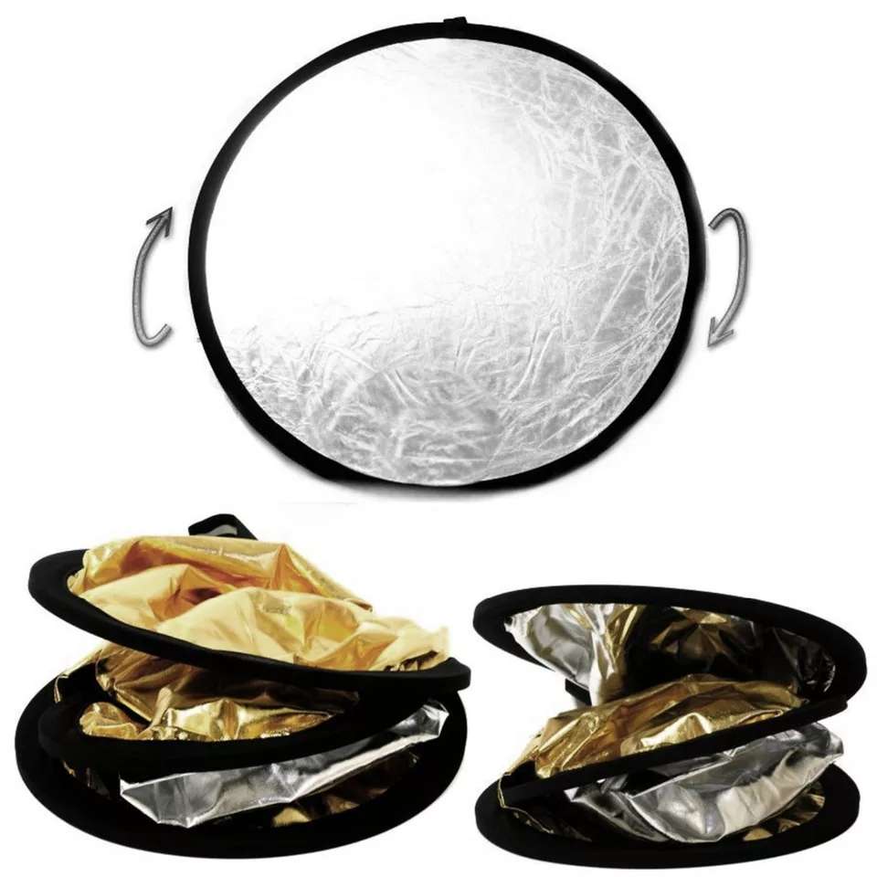 Hridz 5 in 1 Multi-Disc Collapsible Reflector-Silver Gold White Black