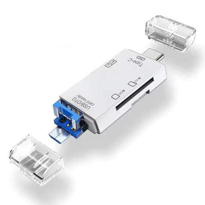 Hridz 6-in-1 USB-C & Micro USB Card Reader — SD/TF Memory Adapter for Phone, Tablet & Laptop