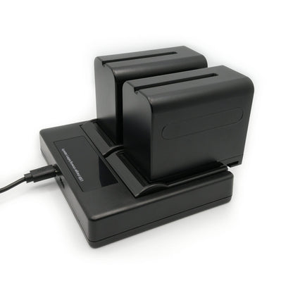 Hridz 6600mAh 2*Batteries 1* Dual Charger set for Sony NPF Video Monitor Camcorder Video Light