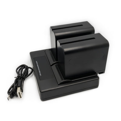Hridz 6600mAh 2*Batteries 1* Dual Charger set for Sony NPF Video Monitor Camcorder Video Light