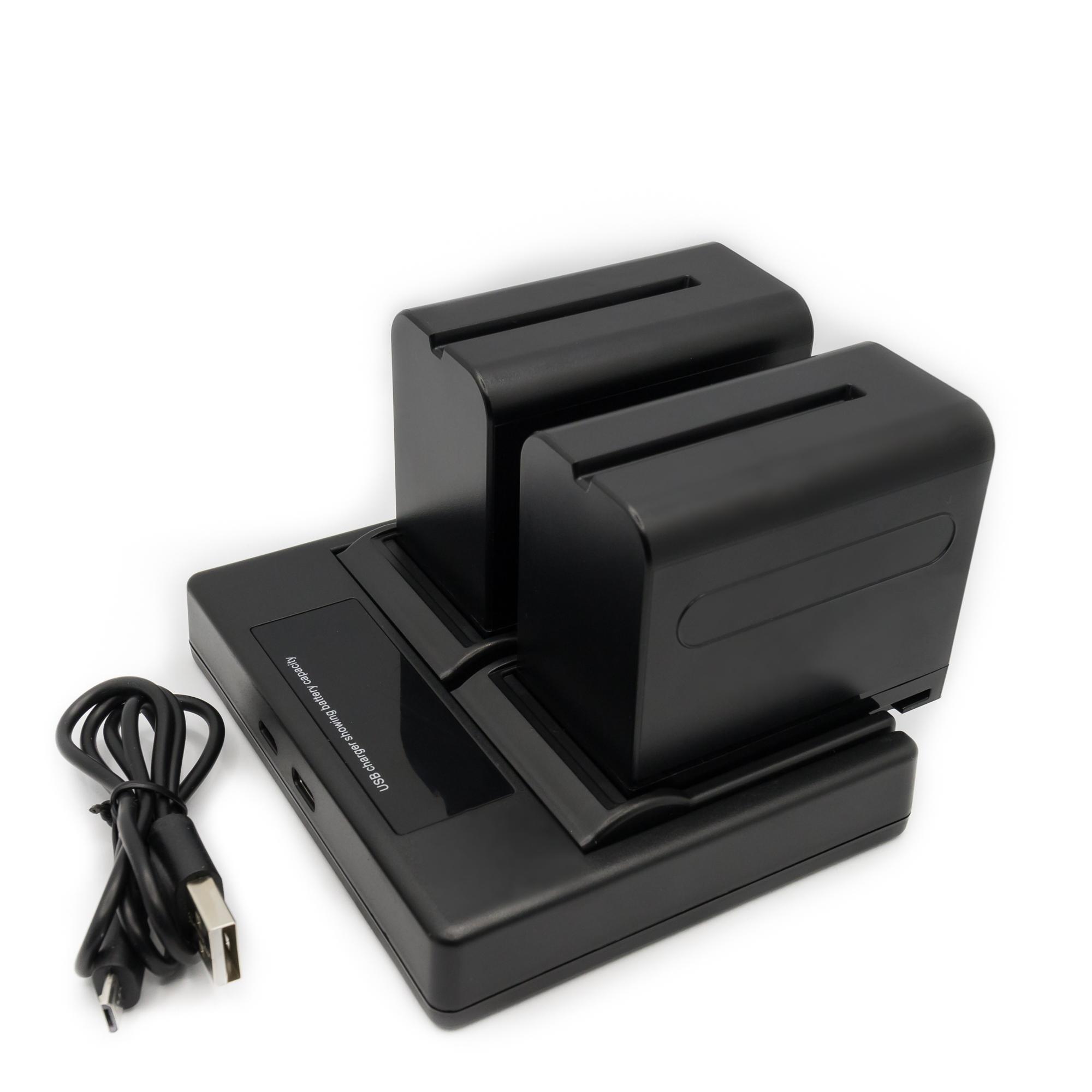 Hridz 6600mAh 2*Batteries 1* Dual Charger set for Sony NPF Video Monitor Camcorder Video Light