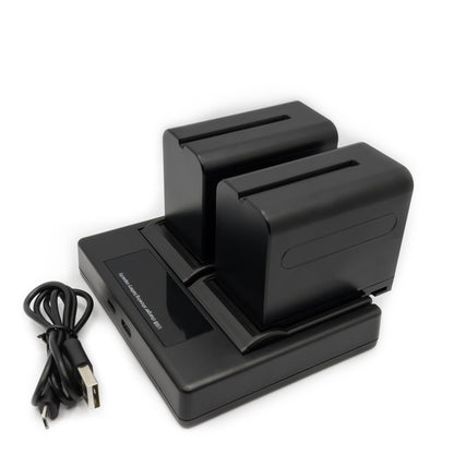 Hridz 6600mAh 2*Batteries 1* Dual Charger set for Sony NPF Video Monitor Camcorder Video Light