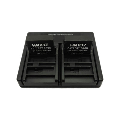 Hridz AHDBT-401 2 Batteries & Dual Charger Kit for GoPro HERO4 Black & Silver