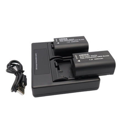 Hridz BLK22 2 Batteries & Dual Charger Kit for Panasonic Lumix S5/GH5/G9/GH5s/GH6