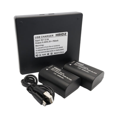 Hridz BLK22 2 Batteries & Dual Charger Kit for Panasonic Lumix S5/GH5/G9/GH5s/GH6
