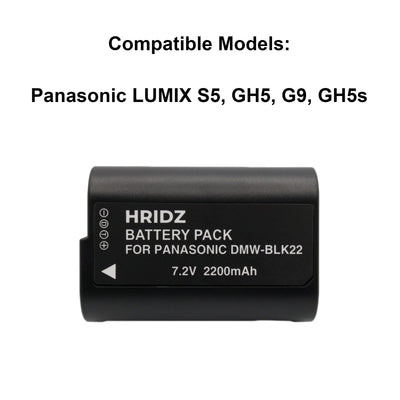 Hridz BLK22 2 Batteries & Dual Charger Kit for Panasonic Lumix S5/GH5/G9/GH5s/GH6