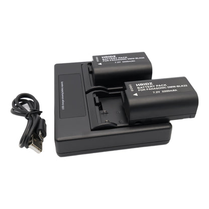 Hridz BLK22 2*Battery 1*Dual Charger for Panasonic DMW-BLK22 LUMIX DSLR Camera GH5s S9 G9