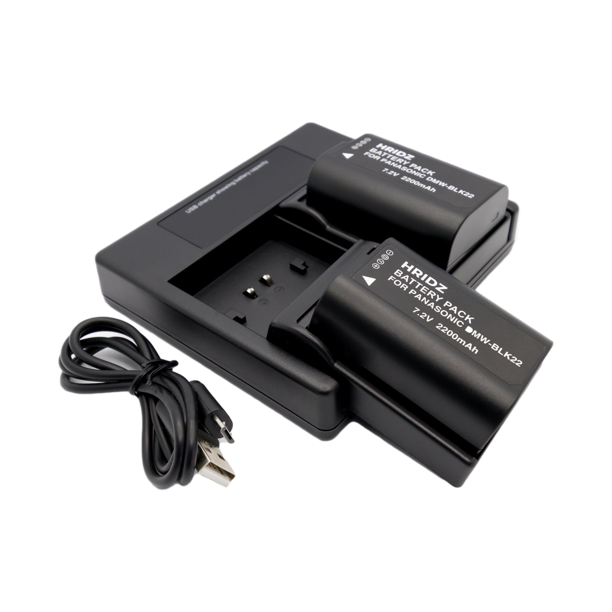 Hridz BLK22 2*Battery 1*Dual Charger for Panasonic DMW-BLK22 LUMIX DSLR Camera GH5s S9 G9