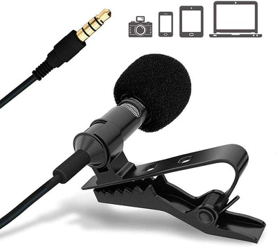 Hridz Clip-on Lapel Mini Lavalier Mic Microphone - 3.5mm Mic for PC, Phone, DSLR