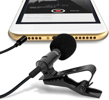Hridz Clip-on Lapel Mini Lavalier Mic Microphone - 3.5mm Mic for PC, Phone, DSLR