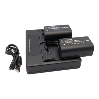 Hridz DMW-BLK22 Battery & Charger – Choose 1 Battery, 2 Batteries, Charger or Combo – for Panasonic Lumix S5/GH5/G9/GH5s/GH6