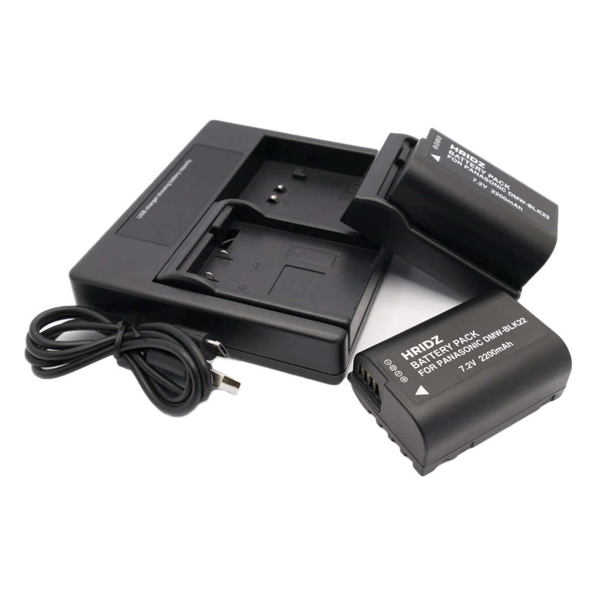 Hridz DMW-BLK22 Battery & Charger – Choose 1 Battery, 2 Batteries, Charger or Combo – for Panasonic Lumix S5/GH5/G9/GH5s/GH6