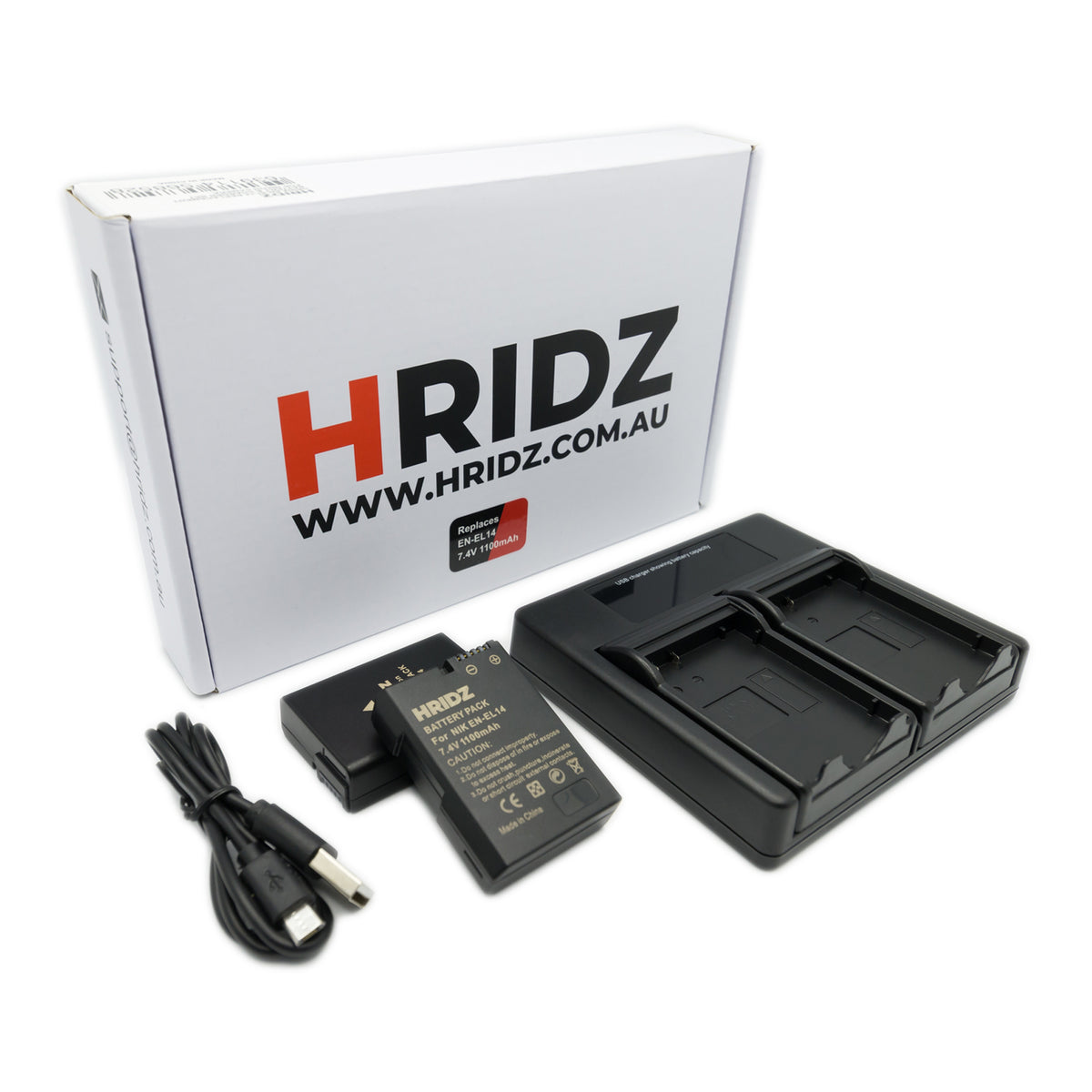 Hridz EN-EL14 2 Batteries & Dual Charger Set for Nikon D-Series & Coolpix P-Series Cameras