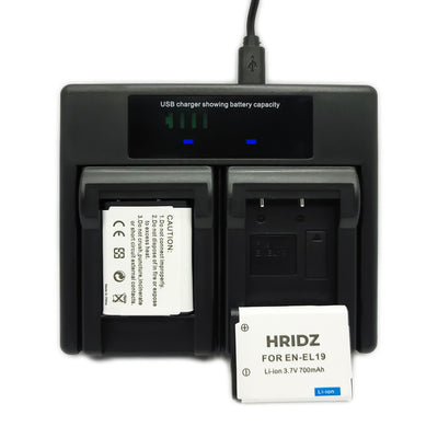 Hridz EN-EL19 2 Batteries & Dual Charger for Nikon Coolpix S-Series Cameras