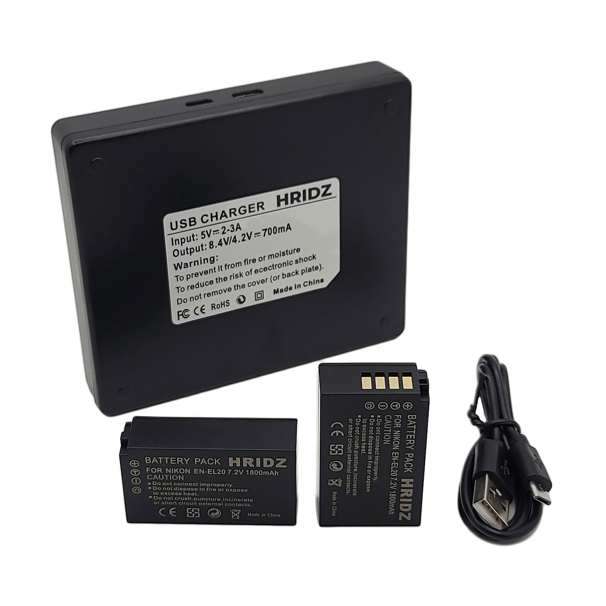 Hridz EN-EL20 2*Batteries & Dual Charger Combo for Nikon J series EN-EL20 EN-EL22 EL20A
