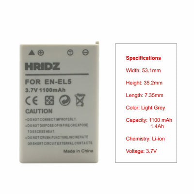 Hridz EN-EL5 2 Batteries & Dual Charger Set for Nikon Coolpix Cameras