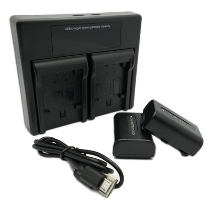 Hridz FH50 2*Batteries 1*Dual Charger for Sony Cyber-Shot NP-FH50 HX1 HX100