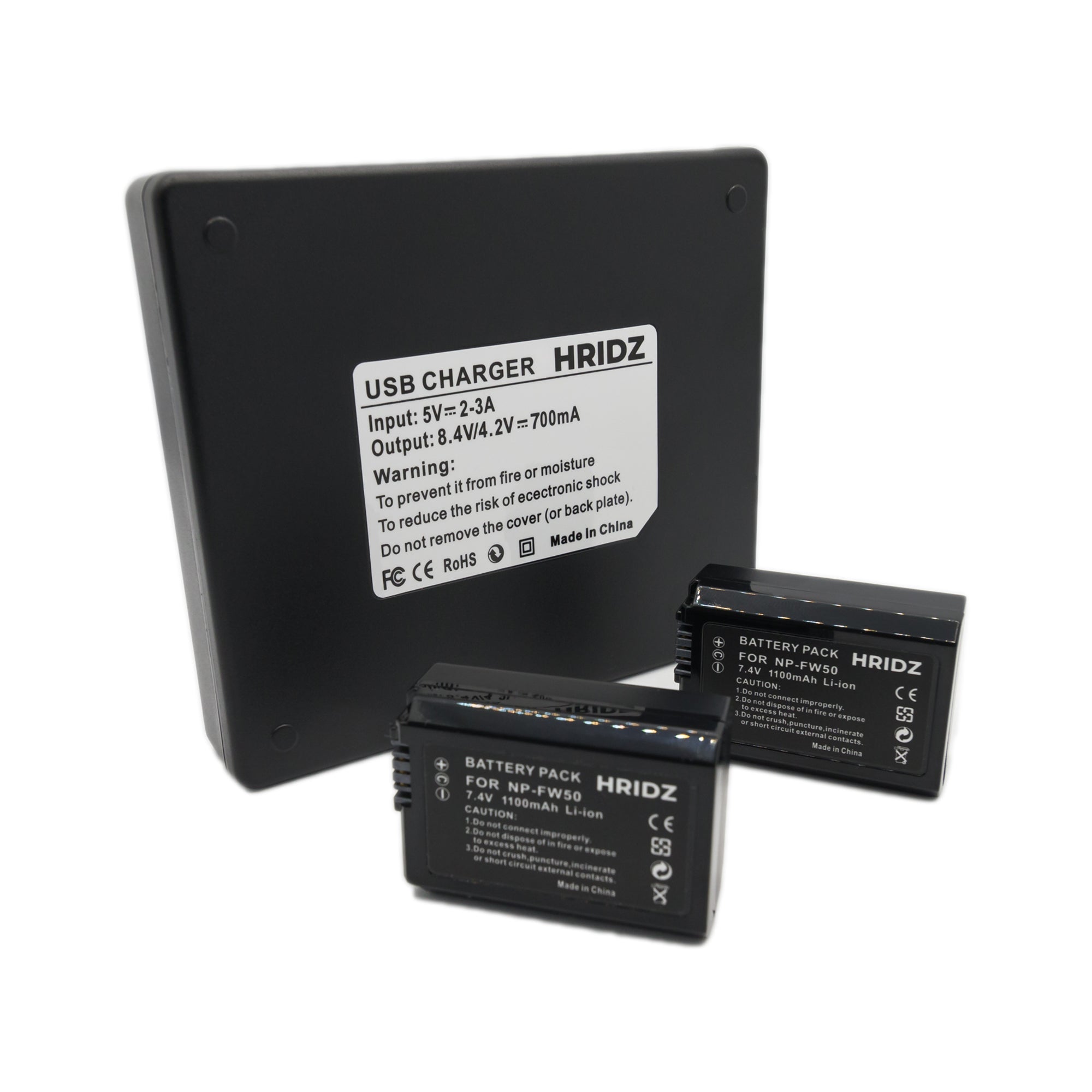 Hridz FW50 2*Batteries & Dual Charger for Sony NP-FW50 Battery A33 A35 A37 A55V RX10