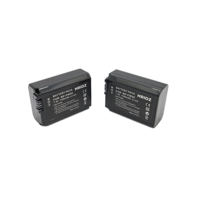 Hridz FW50 2*Batteries & Dual Charger for Sony NP-FW50 Battery A33 A35 A37 A55V RX10