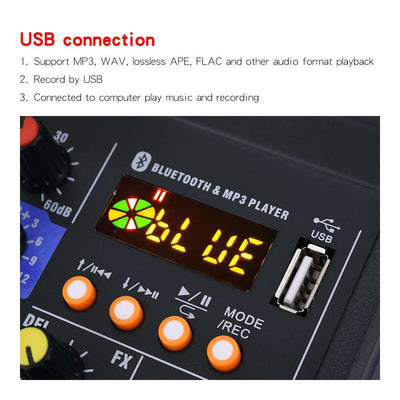 Hridz G04 4-Channel Audio Mixer with UHF Wireless Microphone — Bluetooth DJ & Karaoke Console