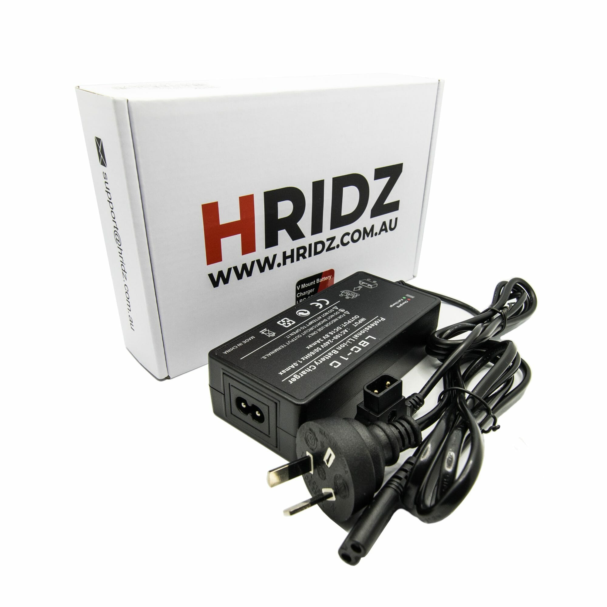 Hridz LBC-1C V-Mount Battery Charger Fast D-Tap 16.8V 3A V-Lock with AU Plug Power Cable for V Lock V Mount