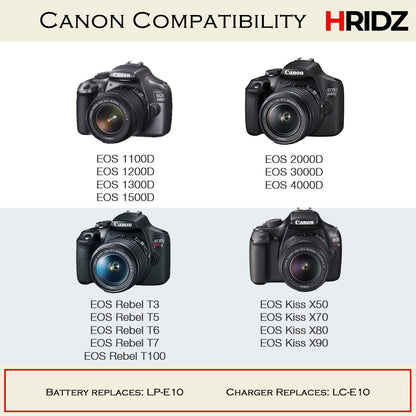Hridz LP-E10 Battery for Canon EOS 3000D 1500D 1300D 1200D 1100D E10 LC-E10