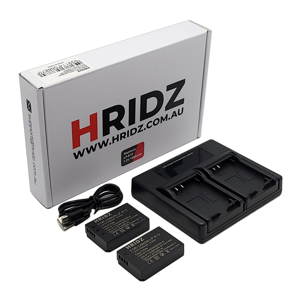 Hridz LP-E12 2 Batteries & Dual Charger for Canon EOS M/M2/M10/M50/M100/M200 & PowerShot SX70 HS