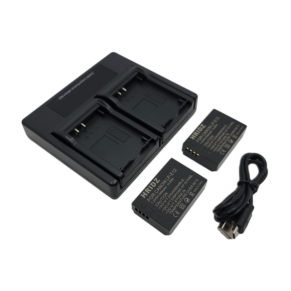 Hridz LP-E12 2 Batteries & Dual Charger for Canon EOS M/M2/M10/M50/M100/M200 & PowerShot SX70 HS