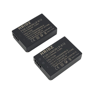 Hridz LP-E12 2*Battery 1*Dual Charger Pack for Canon EOS M M2 M10 M50 M100 M200 SL1 SX70 HS