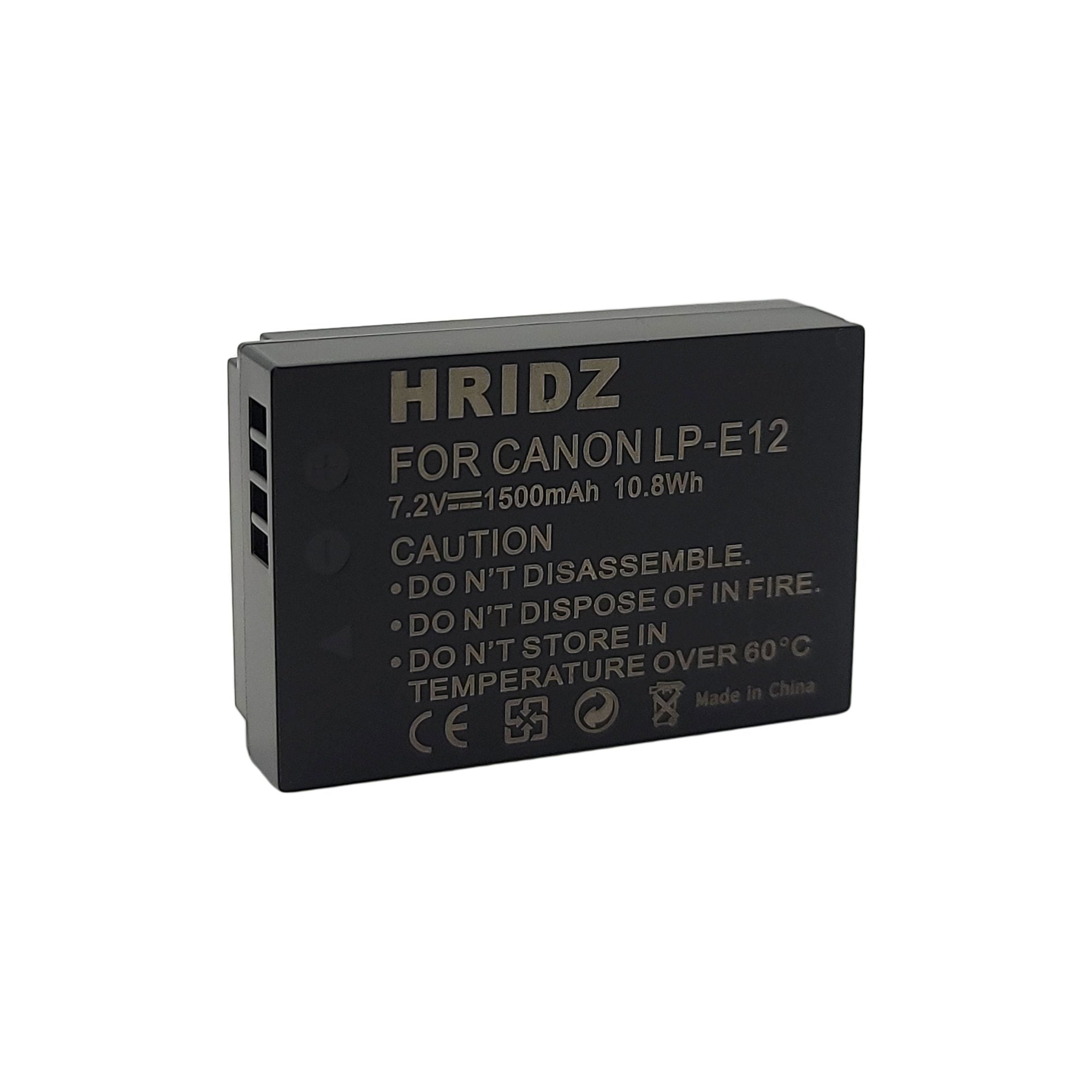 Hridz LP-E12 2*Battery 1*Dual Charger Pack for Canon EOS M M2 M10 M50 M100 M200 SL1 SX70 HS