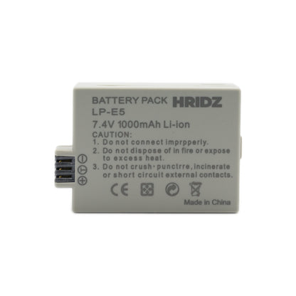 Hridz LP-E5 2*Batteries & Dual Charger for Canon EOS 500D 1000D Rebel Kiss Cameras