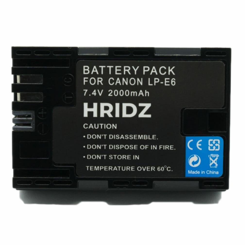Hridz LP-E6 / LP-E6NH Replacement Battery for Canon EOS R7, R6, 5D, 6D, 7D, 80D, 70D, 60D