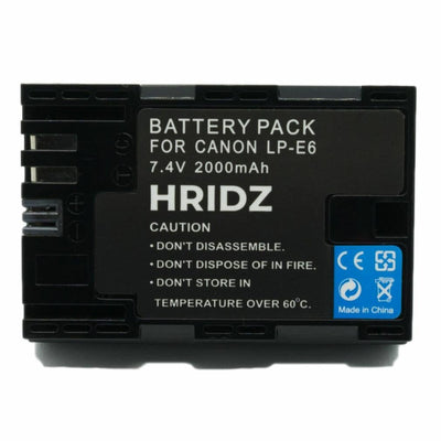 Hridz LP-E6 / LP-E6NH Replacement Battery for Canon EOS R7, R6, 5D, 6D, 7D, 80D, 70D, 60D