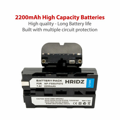 Hridz-NP-F550 2*Batteries & Dual Charger Compatible with Sony NPF 550 970 series