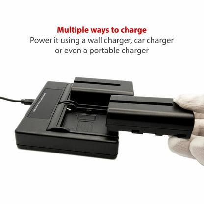 Hridz-NP-F550 2*Batteries & Dual Charger Compatible with Sony NPF 550 970 series