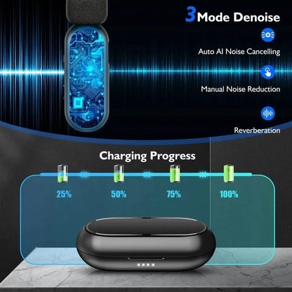 Hridz Professional Wireless Lavalier Microphone Set with Portable Charging Box