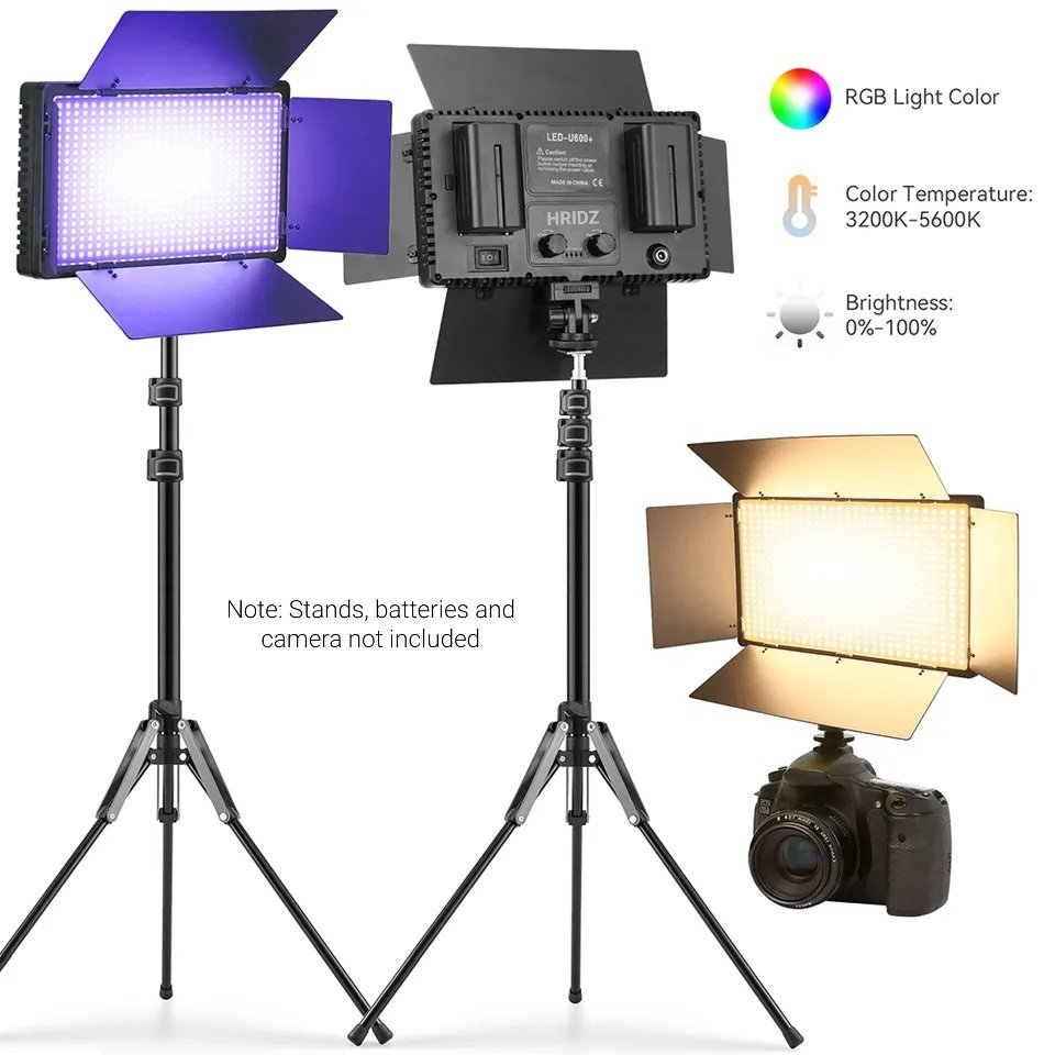 Hridz RGB LED Video Light – Dimmable Bi-Color, Adjustable RGB, Remote-Controlled Studio Light (U600+ / U800+)