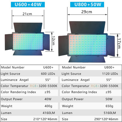 Hridz U800RGB Video Light Dimmable Wireless LED Lights for Photo Studio Wedding