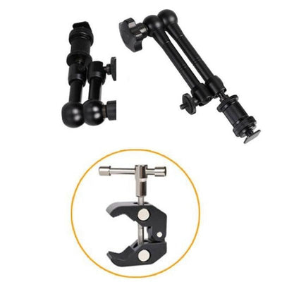 Hridz up to 11inch Metal Articulating Magic Arm with cold shoe Super Crab Clamp