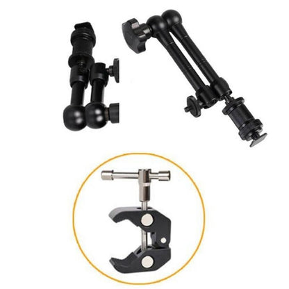 Hridz up to 11inch Metal Articulating Magic Arm with cold shoe Super Crab Clamp